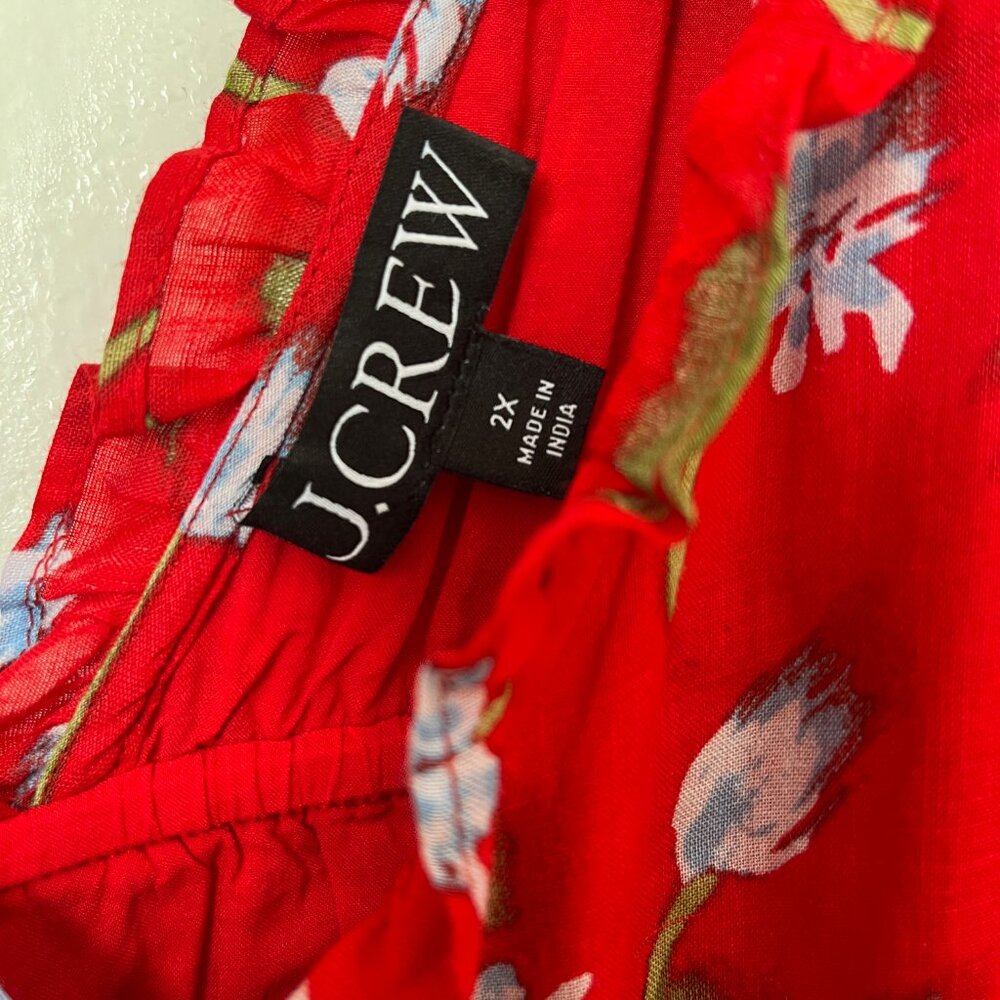 J. Crew Palermo Dress in Ramie Red Floral Size 2x - Picture 4 of 12